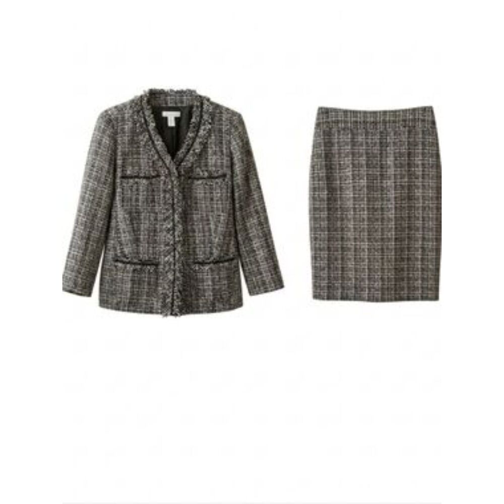 Charter Club | Wool Blend Tweed Skirt Suit Set Preppy Academia Quiet Luxury M